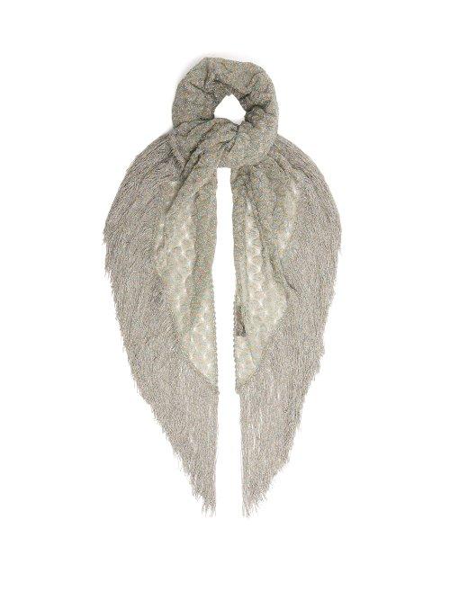 Matchesfashion.com Missoni - Fringe Trimmed Scarf - Womens - Silver