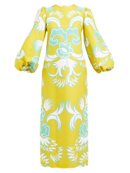 Matchesfashion.com Valentino - Arras Print Cotton Maxi Dress - Womens - Yellow Multi