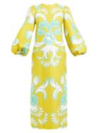 Matchesfashion.com Valentino - Arras Print Cotton Maxi Dress - Womens - Yellow Multi