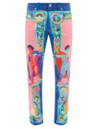 Matchesfashion.com Versace - Greek Sculpture-print Straight-leg Jeans - Mens - Multi