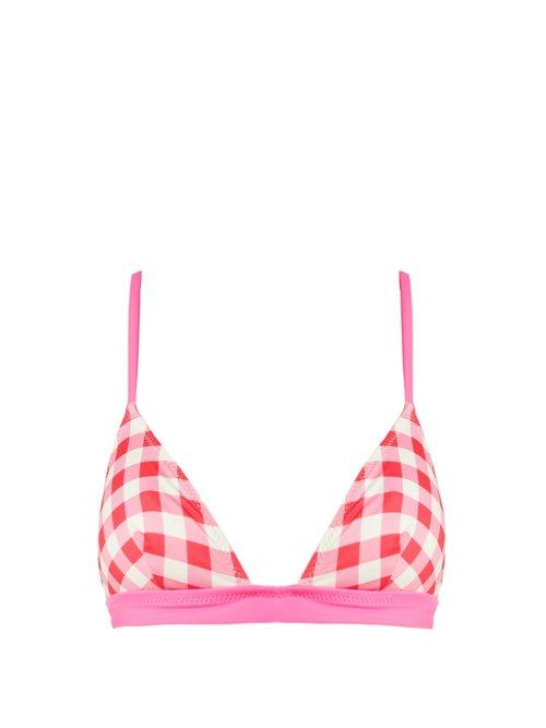 Matchesfashion.com Solid & Striped - The Morgan Gingham Bikini Top - Womens - Pink