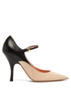 Matchesfashion.com Rochas - Panelled Leather Mary Jane Pumps - Womens - Black Pink