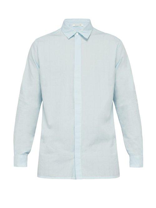 Matchesfashion.com 1017 Alyx 9sm - Michael Logo Jacquard Cotton Shirt - Mens - Blue