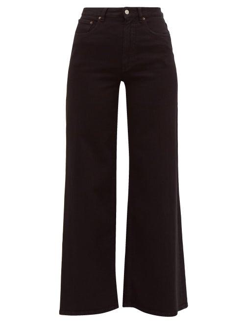 Matchesfashion.com Mm6 Maison Margiela - Cotton Blend Twill Wide Leg Jeans - Womens - Black