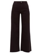 Matchesfashion.com Mm6 Maison Margiela - Cotton Blend Twill Wide Leg Jeans - Womens - Black