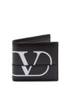 Matchesfashion.com Valentino - Monogram Leather Bi Fold Wallet - Mens - Black