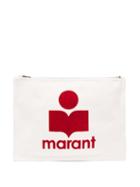 Isabel Marant - Nettia Flocked-logo Canvas Pouch - Womens - Ivory Multi