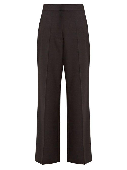 Matchesfashion.com Stella Mccartney - Satin Striped Wide Leg Wool Trousers - Womens - Black