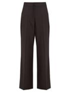 Matchesfashion.com Stella Mccartney - Satin Striped Wide Leg Wool Trousers - Womens - Black