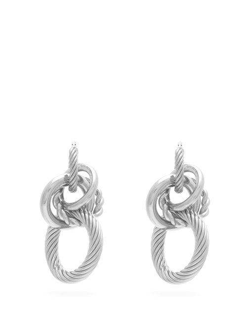 Matchesfashion.com Bottega Veneta - Interlocking Hoop Earrings - Womens - Silver