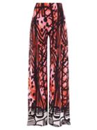 Norma Kamali - Elephant Abstract-print Jersey Wide-leg Trousers - Womens - Pink Multi