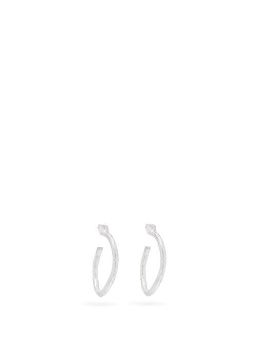 Matchesfashion.com Pearls Before Swine - Hammered Sterling-silver Hoop Earrings - Mens - Silver