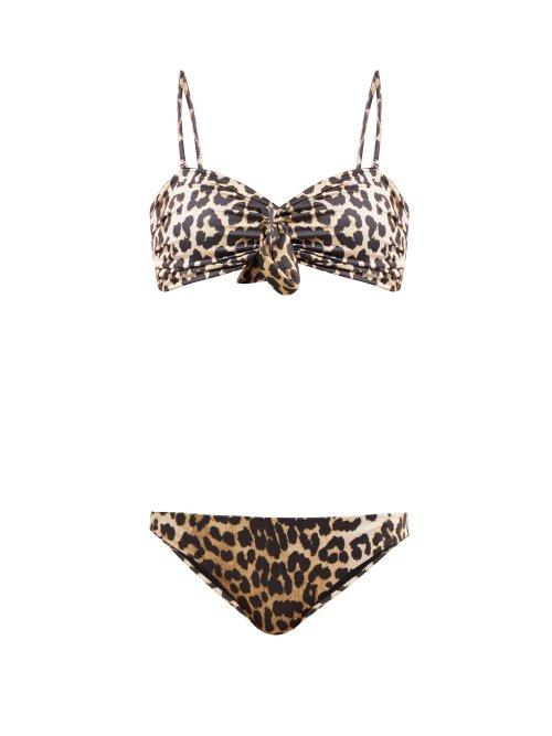 Matchesfashion.com Ganni - Rosedale Leopard Print Bandeau Bikini - Womens - Leopard