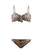 Matchesfashion.com Ganni - Rosedale Leopard Print Bandeau Bikini - Womens - Leopard