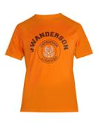 Matchesfashion.com Jw Anderson - Varsity Logo Print Cotton T Shirt - Mens - Orange