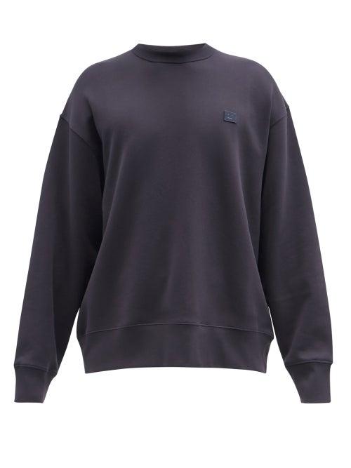 Mens Rtw Acne Studios - Fonbar Face Oversized Cotton-jersey Sweatshirt - Mens - Navy