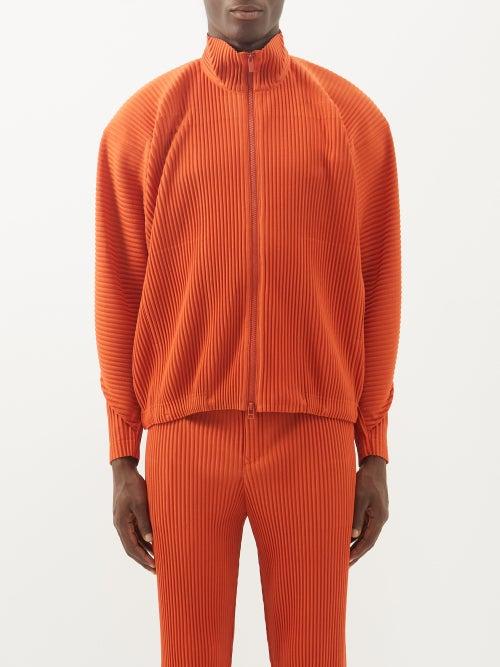 Homme Pliss Issey Miyake - Storm-flap Technical-pleated Jacket - Mens - Orange