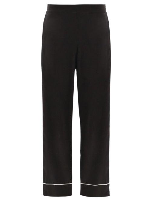 Ladies Lingerie Asceno - London Sandwashed Silk-satin Pyjama Trousers - Womens - Black