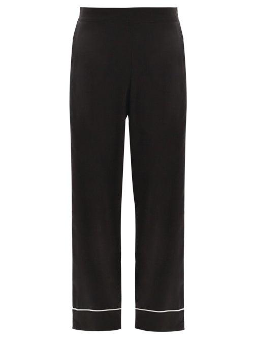 Ladies Lingerie Asceno - London Sandwashed Silk-satin Pyjama Trousers - Womens - Black
