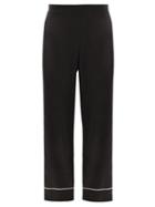 Ladies Lingerie Asceno - London Sandwashed Silk-satin Pyjama Trousers - Womens - Black