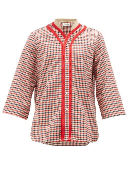 Matchesfashion.com Wales Bonner - Saint Checked Wool-blend Shirt - Mens - Red Multi