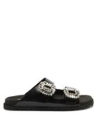 Matchesfashion.com Roger Vivier - Slidy Crystal-buckled Leather Sandals - Womens - Black