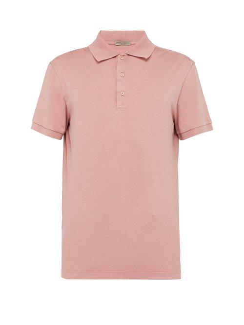Matchesfashion.com Bottega Veneta - Intrecciato Cotton Polo Shirt - Mens - Pink