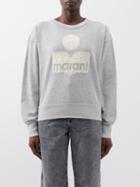 Isabel Marant Toile - Mobyli Flocked Logo-print Cotton-blend Sweatshirt - Womens - Grey Multi