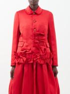 Comme Des Garons Comme Des Garons - Ruffled Satin Jacket - Womens - Red