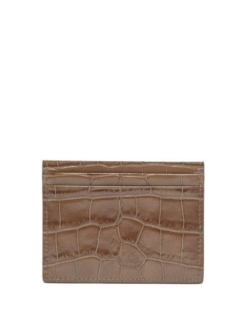 Christian Louboutin - Kios Cone-stud Croc-effect Leather Cardholder - Womens - Grey Multi