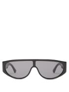 Matchesfashion.com Bottega Veneta - Logo Engraved Shield Acetate Sunglasses - Womens - Black