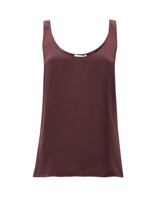Raey - Babylock-edged Scoop-neck Cami - Womens - Burgundy