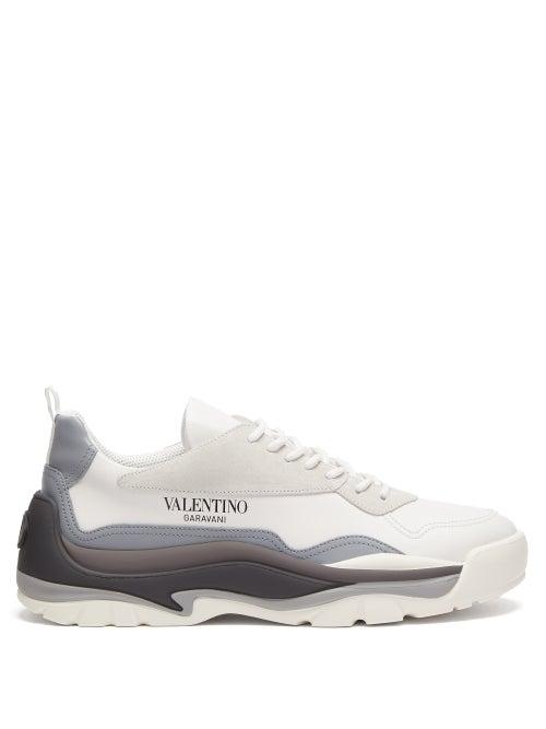 Valentino Garavani - Gumboy Leather Trainers - Mens - Grey White