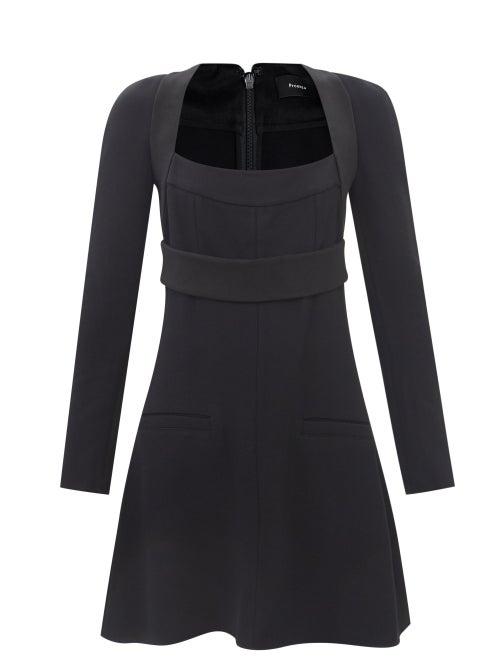 Proenza Schouler - Square-neck Flared Crepe Dress - Womens - Black
