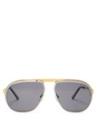 Matchesfashion.com Cartier Eyewear - Santos De Cartier Aviator Metal Sunglasses - Mens - Silver