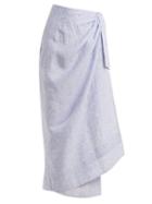 Matchesfashion.com Wiggy Kit - Sundowner Linen Chambray Wrap Skirt - Womens - Light Blue