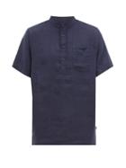 Matchesfashion.com Onia - Anthony Linen Henley Shirt - Mens - Navy