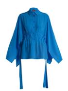 Matchesfashion.com Sies Marjan - Addilyn Slit Hem Silk Crepe De Chine Blouse - Womens - Blue