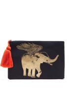 Figue Flying Elephant-print Cotton Pouch