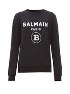 Matchesfashion.com Balmain - Flocked Logo Cotton Sweatshirt - Mens - Black