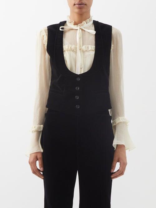 Gucci - Velvet Waistcoat - Womens - Black