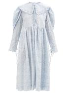 Horror Vacui - Lisi Floral-print Cotton-poplin Dress - Womens - Light Blue