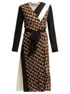 Matchesfashion.com Diane Von Furstenberg - Maureen Geometric Print Silk Wrap Dress - Womens - Black White
