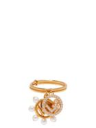 Matchesfashion.com Fendi - Crystal And Faux Pearl Embellished Charm Ring - Womens - Gold