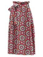 Matchesfashion.com La Doublej - Sardegna Kaleidoscope Fuxia-print Silk Midi Skirt - Womens - Pink Multi