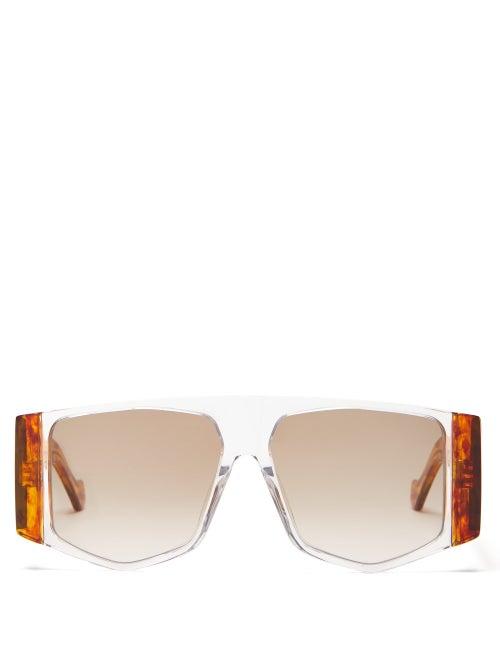 Matchesfashion.com Loewe - Tortoiseshell Angular Aviator Sunglasses - Womens - Tortoiseshell