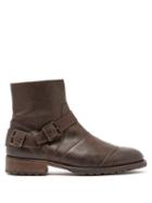 Matchesfashion.com Belstaff - Buckled Leather Boots - Mens - Black Brown