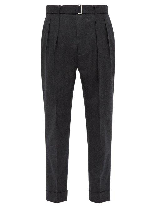 Matchesfashion.com Officine Gnrale - Pierre Belted Wool Trousers - Mens - Grey