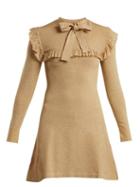 Matchesfashion.com Joostricot - Ruffle Trimmed Stretch Knit Dress - Womens - Gold