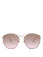 Matchesfashion.com Dior Eyewear - Diorstellaire4 Hexagonal Metal Sunglasses - Womens - Gold